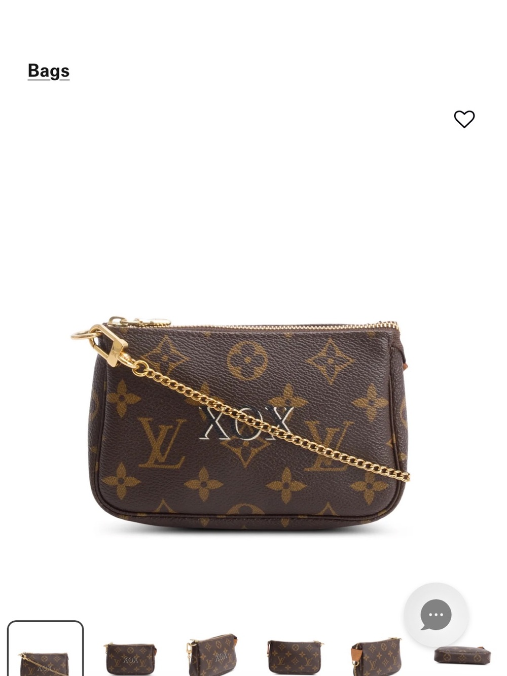 Louis Vuitton Monogram Mini Pochette in Brown with Gold Chain